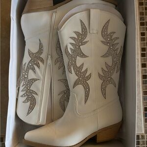 Betsey Johnson Crystal Embellished Western Boots